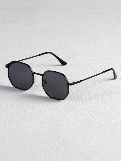 1pc Men's Metal Frame Geometric Edge Stylish Sunglasses, Suitable For Outdoor, Vacation, Commute, Sun Protection For Summer Beach Vacation,Outdoor,Travel