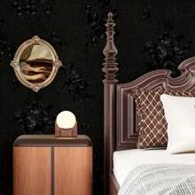 1 rollo de papel tapiz autoadhesivo grueso con diseño de rosas negras para decoración de paredes, sala de estar, comedor y dormitorio. Ideal para uso comercial y residencial. Removible e impermeable. Ideal para muebles, electrodomésticos, cocina y baño. Decoración del hogar, baño y baño. Papel tapiz.