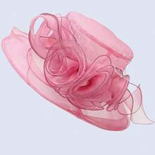 1 件女士优质欧根纱材质玫瑰花网眼太阳帽，透气、时尚、轻便，适合女性日常外出、旅行、宴会、聚会 - 彩色 - 查看 13