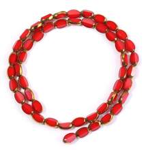 Approx. 45pcs Faceted Oval Crystal Beads With Golden Edge, 4x7mm, Multicolor, Fashion Casual Versatile, Red Color, Handmade DIY Beading, Spacer Beads For Bracelet Necklace Jewelry Making, Wholesale Craft Supplies