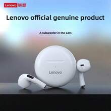 Lenovo سماعات أذن لينوفو التي تعمل بتقنية البلوتوث اللاسلكية HT38 قطعة واحدة، سماعات رياضية مع صوت عالي الجودة وجودة باس، مقاومة للعرق، خفيفة الوزن وملائمة بشكل مريح للرجال والنساء، فكرة هدية، باللونين الأبيض والأسود، هدية مناسبة للأعياد