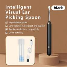 Tinsol Tinsol Nettoyeur d'oreille intelligent Vision d'endurance 130mAh avec caméra 1296P Barre auriculaire Otoscope Endoscope rechargeable USB-C Outil de retrait de cérumen Oreillette Caméra Soins de santé