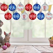 4th Of July Hanging Decorations Red White Blue Wooden Ball Ornaments Patriotic Decorations - Multicolor - View 7