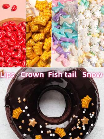 75g/2.6oz, Décoration de gâteau saupoudré de bonbons, diverses formes de fournitures de fête de décoration de gâteau, desserts de dessin animé, beignets, crème glacée, beignets, décoration de gâteau européenne