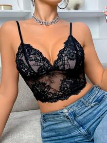 Women's Lace Sexy Wireless Backless Bra - Black - View 5