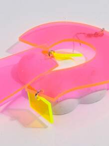 1 Pair Stylish Acrylic Neon Color Oversize Question Mark & Exclamation Point Pendant Earrings, Suitable For Women Party Wear