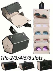 Travel Glasses Case, Foldable Hanging Glasses Storage Box Rack(Two Types Of Wiring, Shipped Randomly), Portable Sunglasses Organizer Eyewear Holder Case Sunglasses Storage Organizer Eyeglasses Holder Foldable Travel Case With For Multiple Glasses Hanging Eyewear Display