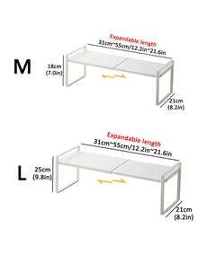 1pc Expandable Multipurpose Cabinet Organizer Rack, Can Extend Up To 55cm/22in, Multi-Tier Storage, Kitchen Cabinet Shelf, Multifunctional Metal Rack For Pots Pans, Suitable For: Kitchen Cabinets, Countertops, Under Sink, Rust & Moisture Proof, Space-Saving, Suitable As Housewarming/Kitchen Decor Gift - Multicolor - View 8