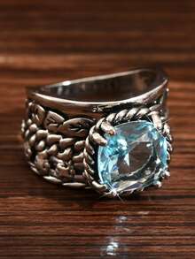 1 件波西米亚风复古银质女士戒指，订婚戒指，适合日常佩戴