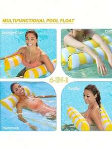1pc Inflatable Lounger Chair, Adult Pool Floating Mat, Floating Hammock, Inflatable Raft Swimming Pool Air Sofa Floating Chair Bed, Adult Inflatable Swimming Floating Bed Hammock, With Soft Mesh Center For Pool Use, With Headrest Water Floating Lounge Chair, Swimming Pool Floating Leisure Toy - Multicolor - View 9