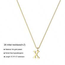 1 pieza Collar con colgante de inicial del alfabeto A-Z 26 letras, hipoalergénico, de acero inoxidable, regalo de joyería apto para uso diario