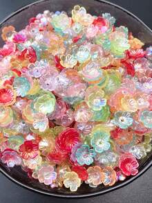 100 件亚克力花珠 - 透明多色梅花珠，适用于 DIY 工艺品、珠宝制作配件 - 彩色 - 查看 5