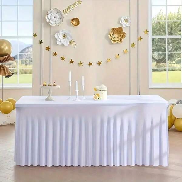 1pc Rectangular Solid Color Tablecloth, Anti-Slip Flannel Fabric, Suitable For Indoor/Outdoor, Party, Banquet, BBQ - Home & Kitchen Supplies