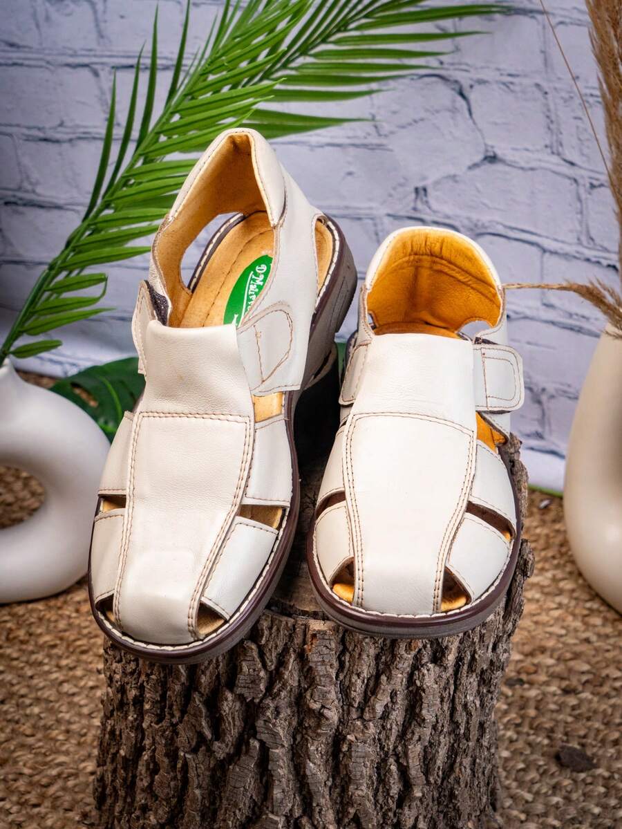 Sandalias para Hombre Tipo Piel, Cómodas y Frescas - Blanco - Ver 1