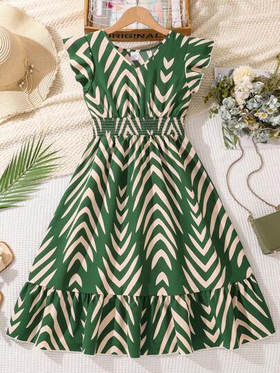 Left Mama Vestido sin mangas a rayas de estilo retro para niñas, de verano