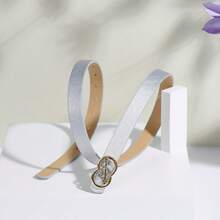 Elegant Zinc Alloy Buckle With Silver-White Color, Solid Color PU Leather Belt, Suitable For Various Occasions: Bohemian Casual, Cute Sexy Street, Party, Business, Fashion Versatile Outfit, Spring/Summer