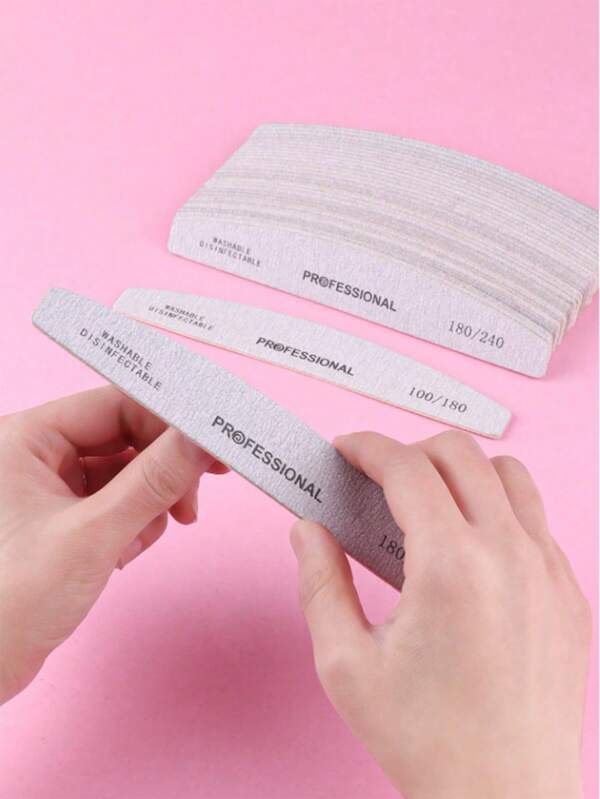 5Pcs/10Pcs/20Pcs Half Moon Nail Repair Strip Grey Thin Wooden Nail File, Professional Manicure Tools For Nail Grooming