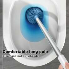 1 Set Toilet Brush With Holder, Wall Mount Long Handle Toilet Brush, Flexible Toilet Brush For Thorough Cleaning, Bathroom Brush, Cleaning Supplies, Back To School Essentials Bathroom Decor Summer