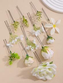 12件套简约夏季度假优雅发夹，适合花园婚礼、假日旅行及其他场合，情人节配饰