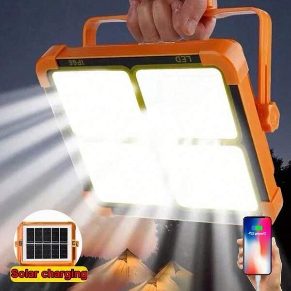 Portable LED Work Solar Ligh Outdoor Rechargeable Light With 4 Modes, LED Cordless Flood Lights For Work, Emergency Power Failure, Car Repair Job Site Battery Rechargeable LED Floor Light For Emergency Worklight For Hurricane Father's Day Gift