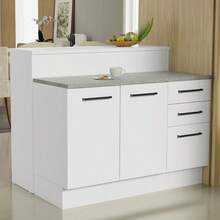 Kitchen Island With Madesa Agata 120 Countertop And Counter In White - White - View 1