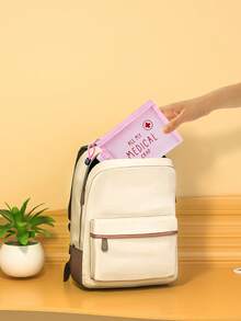 Mesh Cosmetic Bag With "All My Medical Crap" Cartoon Red Cross Pattern, Air Cushion Storage Portable Storage Bag, Makeup Bag, Skincare Bag, Travel Essentials, Dormitory Supplies, Wedding Bride Gifts, Mother's Day Gift, Birthday Gifts, Gifts For Friends And Teachers, Medicine Storage Bag,Bathroom Storage, Jewelry Storage, Lip Oil And Cosmetics Storage Bag,Student Dormitory Wash Bag,Gift To Wife, Family, Friends, Colleagues - Multicolor - View 7