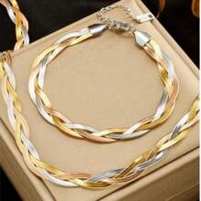 1 pièce Bracelet en acier inoxydable plaqué or fait à la main, accessoire minimaliste pour l'été
