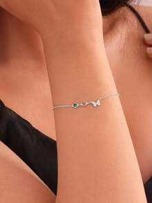 1pc Custom Multi Birth Stone Butterfly Stainless Steel Bracelet Anklet, 18K Gold-Plated Anti Fading Adjustable Anklets, Personalized Memorial Jewelry, Party Beach Vacation Accessories, Gift For Mom/Best Friend - Stainless Steel - View 23