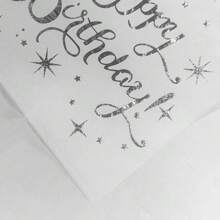 20pcs White Background Silver Foil Cocktail Napkins, Happy Birthday Decor, Folded Disposable Party Napkins, 2-Ply Paper Napkins, Suitable For Banquet, Party, Dinner