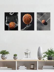 Set Of 3 Basketball Player Wall Art Decor, Ball Handling Canvas Print Wall Painting, Sports Equipment Poster, Outdoor Court Art Prints, Street Basketball Painting, Athlete Artwork, Home Decor, Room Aesthetic, Posters, Ideal Gift ,Wall Art With Frame - 3Pcs/Set - View 6