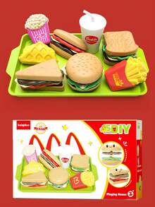 1 套逼真汉堡包、冰淇淋玩具厨房假装食物切割玩具、益智玩具、儿童节日礼物