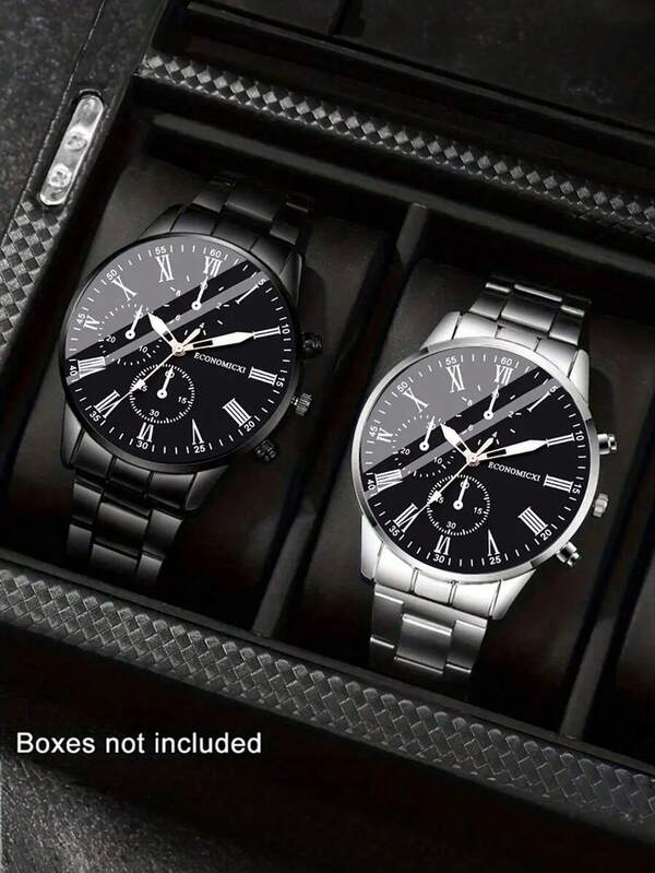 1/1 pieza Reloj de cuarzo de estilo de negocios de moda con caja de aleación de zinc para hombres, regalo de vacaciones, decoración de uso diario