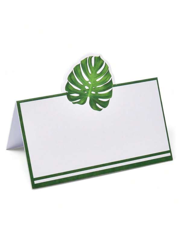 10/20pcs Palm Leaf Place Cards Floral Green Leaves Seating Name Card Wedding Table Setting Tropical Folded Cards For Summer Spring Dinner Reception Tables Placement Party Decorations