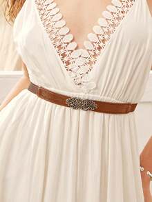 Cinto elástico vintage marrom/preto em formato de coração, design elegante para camisa, vestido, adequado para uso diário, festa, encontro, viagem