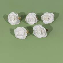 5 peças/conjunto de grampos de cabelo de tecido vermelho romântico com flores de rosas, decoração para festa, acessórios de cabeça para noivas, dia dos namorados