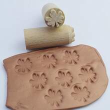 20mm Mini Clay Texture Stamp For Embossing Stamping Flower Pattern Seal For Polymer Clay Pottery Ceramic Impression Dotting Tools Art Hobby - Camel - View 4