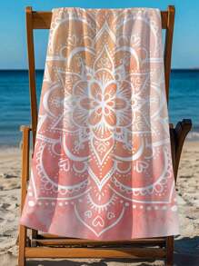 1pc Ultra Soft Mandala Pattern Printed Microfiber Beach Towel, Home Decor, Suitable For Beach, Swimming Pool, Camping And Travel, Extremely Comfortable