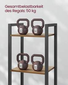 VASAGLE Regal, Bücherregal, Standregal, DVD-Regal, mit 6 Ebenen, Büroregal, offene Ablagen, für Büro, Wohnzimmer, Schlafzimmer, Küche, 30 x 40 x 186 cm, weizenbraun-tintenschwarz - Kamelfarben - Übersicht 6