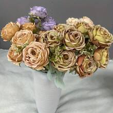 Elegant 9-Head Artificial Rose Bouquet - Realistic Silk Flowers, Perfect For Weddings, Home Decor & Special Occasions (Valentine's, Halloween, Christmas, Easter, Thanksgiving) - No Vase Included - For Flower Lovers & Home Decor Enthusiasts - Ideal Gift For Anniversaries, Birthdays & Housewarming