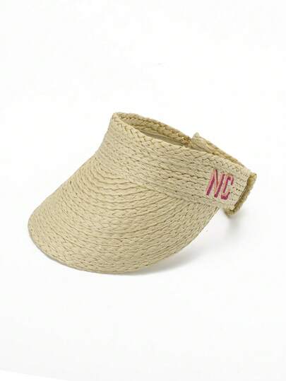 1件热销2025夏季新款开顶运动风草编纯色亲子夏季玩耍防晒草帽女士冬季服装