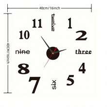 16 英寸/36 英寸/47 英寸现代设计大挂钟 3D/2D DIY 石英钟时尚手表亚克力镜面贴纸客厅家居装饰钟表镜面数字贴纸适用于客厅办公室装饰礼物 - 黑色 - 查看 12