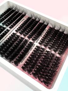 290pcs/Set Synthetic Mink Eyelashes 60D/80D/100D Fluffy Isolated Lashes Extension 5D 0.07mm Curly Drama Lashes 10-18mm Mixed Tray Eyelashes, Makeup Tools, Left & Right Eyes Individual Clusters, Bulk Lashes For Home Use, Suitable For Daily Makeup And Costume Cosplay - D - 查看 5