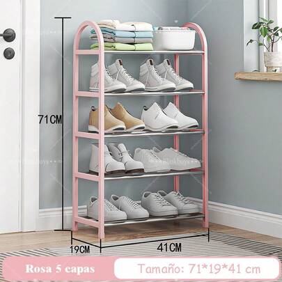 Zapatero de 4-5 niveles, Estantería para zapatos creativa y multinivel, a prueba de polvo, de fácil montaje, fabricada en acero, resistente, estable, de fácil ensamblaje, ideal para organizar zapatos, ocupa poco espacio, optimiza el uso del espacio, multifuncional para entradas de hogares y dormitorios universitarios(rosado)