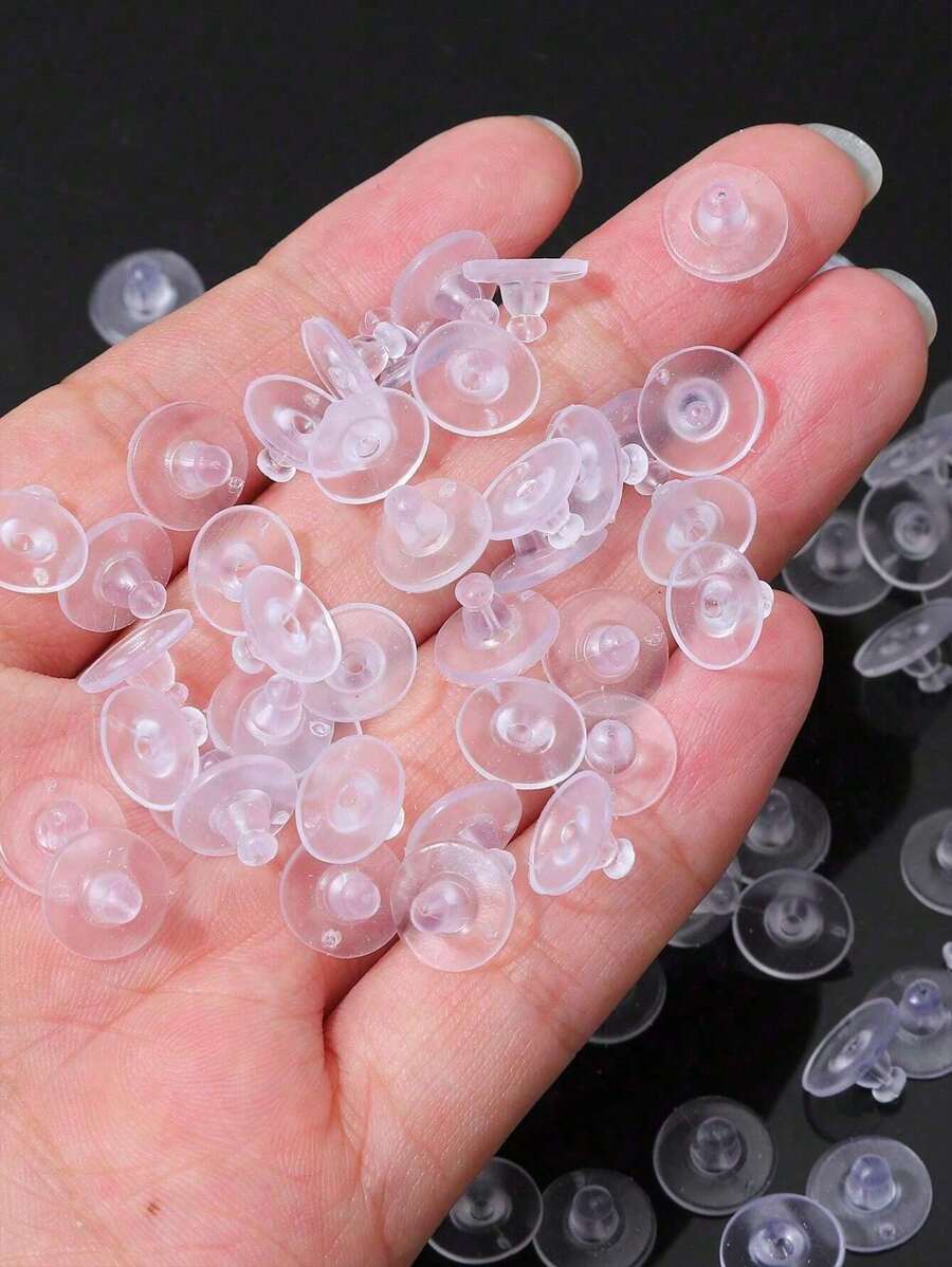 10/20/30pcs Comfort Impenetrable Soft Safety Earring Backs Earrings Pin Backs, Soft Clear Earring Backs Replacement For DIY Jewelry Making Accessories,Silicone Transparent Cylinder Ear Studs Earring Accessories For Women Daily Wear