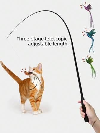 Kolibrie katten speelgoed, , Vishengel katten speelgoed, Katten speelgoed voor binnenkatten, Kitten speelgoed, Katten speelgoed met hengel, Driedelige telescopische maximaal 180 cm/70,8 inch, Katten speelgoed voor verveelde volwassen binnenkatten, Katten vishengel speelgoed, Katten kunstveer speelgoed, Interactief katten speelgoed, Katten benodigdheden