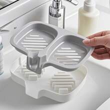 1pc Premium Dual Row Candy-Colored Soap Dish, Self-Draining Design, Easy To Clean, No Suction Cup Needed, Keeps Soap Dry, Minimalist Style, Suitable For Vanity, Bathroom, Fits Different Sizes Of Soap