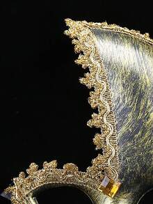 1pc Retro Gold & Silver Rhinestone Half Face Mask, Masquerade Ball/Halloween Party Mask - A - View 6