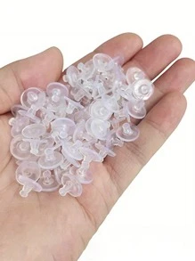 10/20/30pcs Comfort Impenetrable Soft Safety Earring Backs Earrings Pin Backs, Soft Clear Earring Backs Replacement For DIY Jewelry Making Accessories,Silicone Transparent Cylinder Ear Studs Earring Accessories For Women Daily Wear