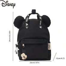 Disney 1pc Mickey Mouse Lightweight Black Nylon Backpack, Polyester Lining + Front Zip Pocket, Versatile Commute/School Accessory School Supplies, Back To School