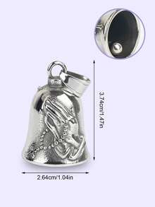 1pc/2pcs Motorcycle Bell, Biker Luck Bell, Praying Hands With Rosary And Holy Cross, Steel Color, Steel Material, Frame Mount - Multicolor - View 8